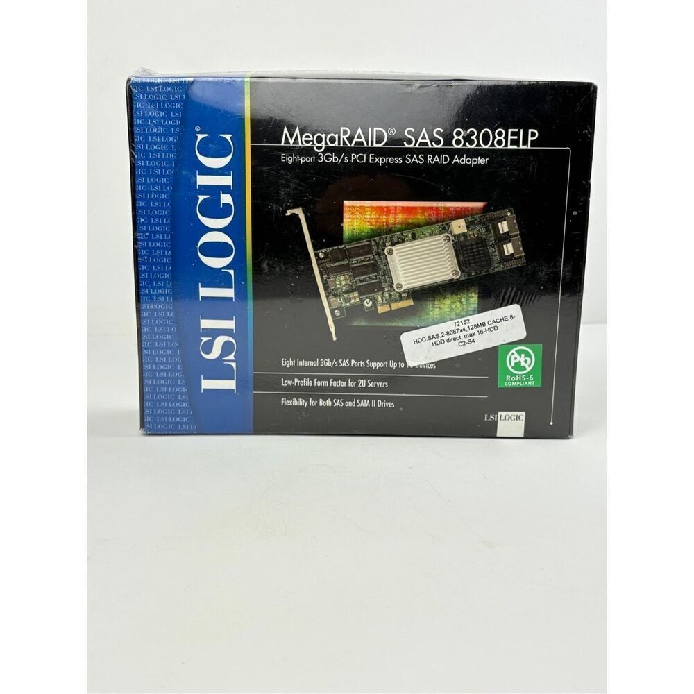 NOS LSI Logic MegaRAID SAS 8308ELP 3Gb/s 8-Port PCI Express SAS RAID Adapter EH2